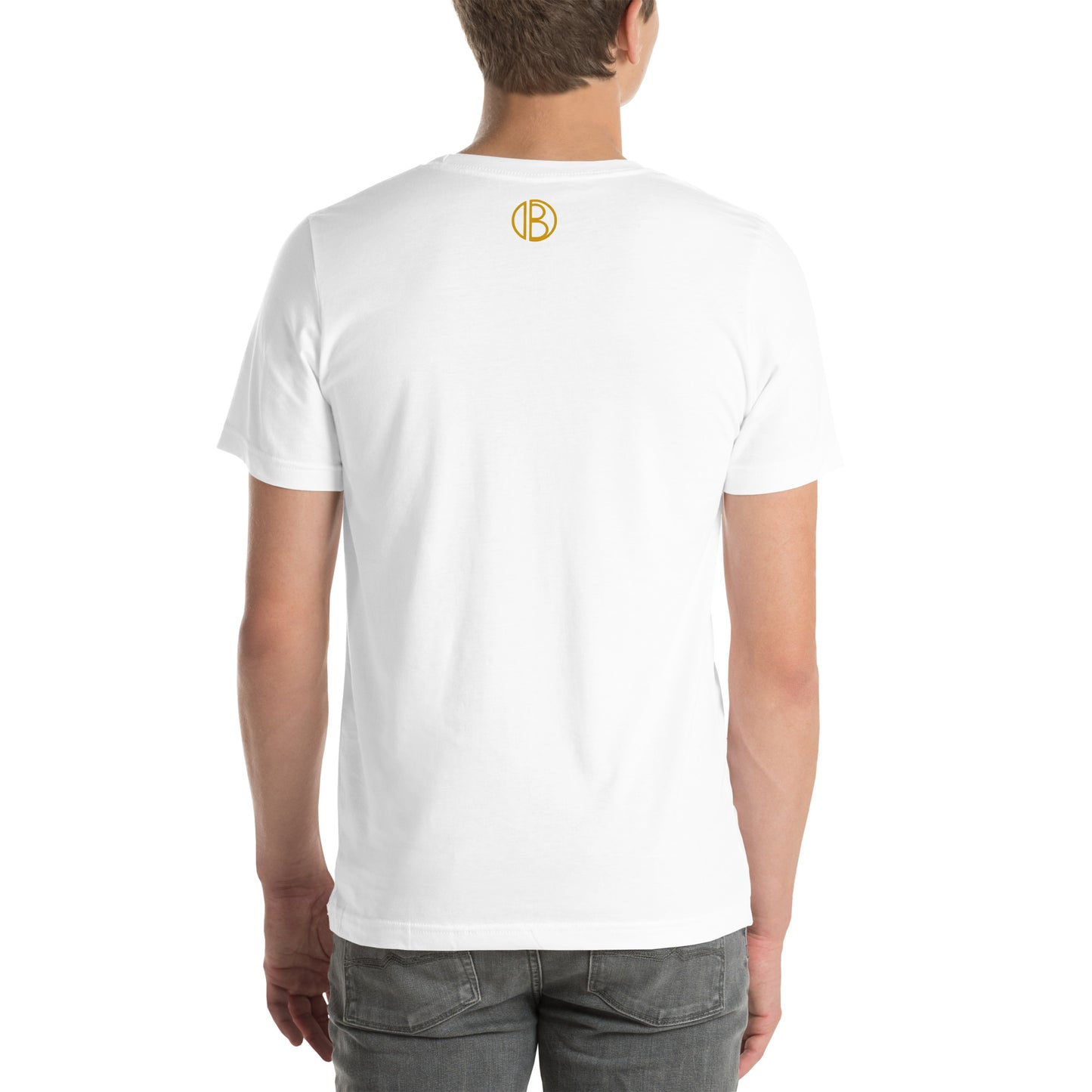 Signature golden logo of Ilaria Berenice printed on the back of the limited edition t-shirt.